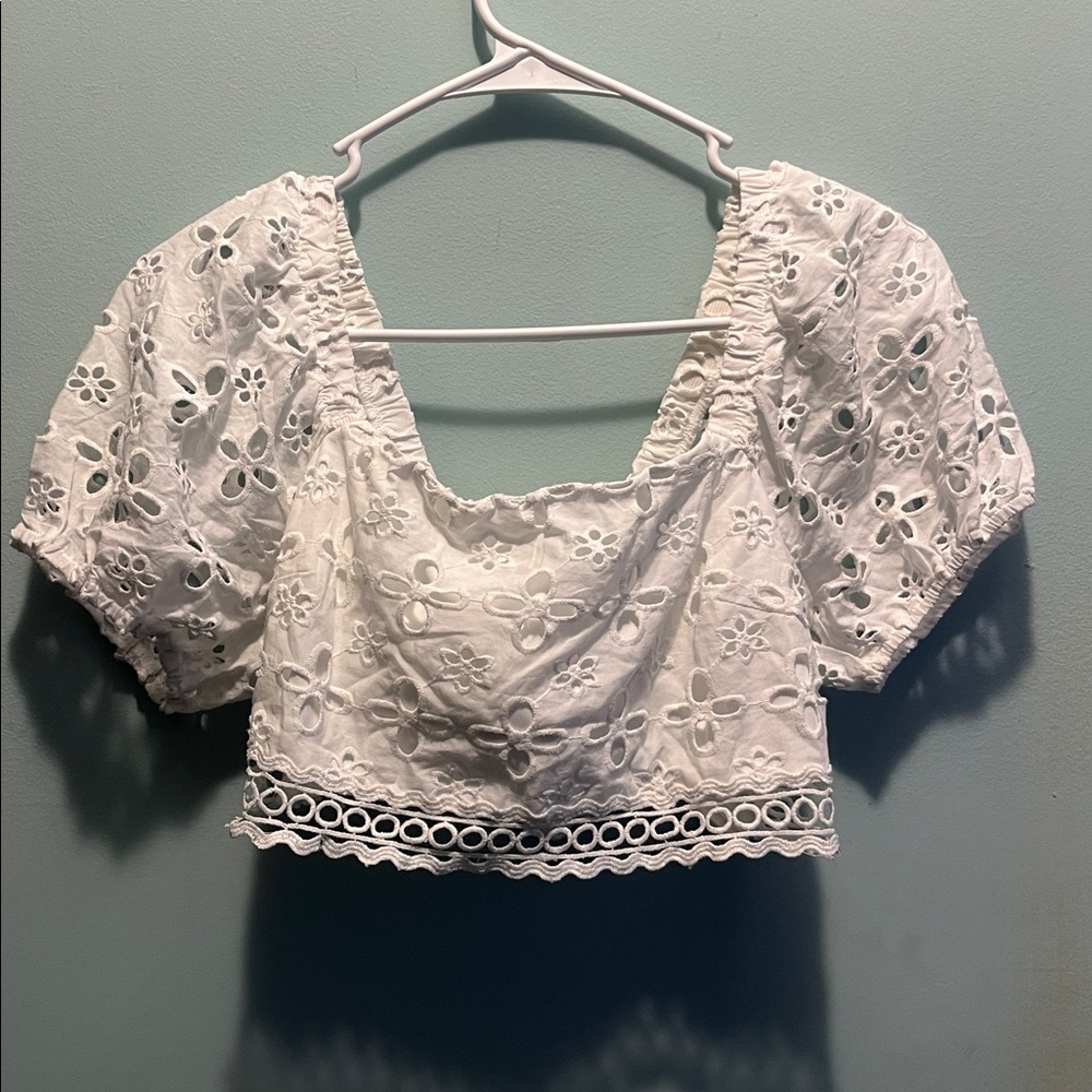 White Eyelet Crop Top